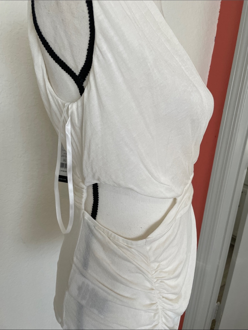 BCBGMaxAzria One-Shoulder White cream Draped Top - Picture 2 of 5